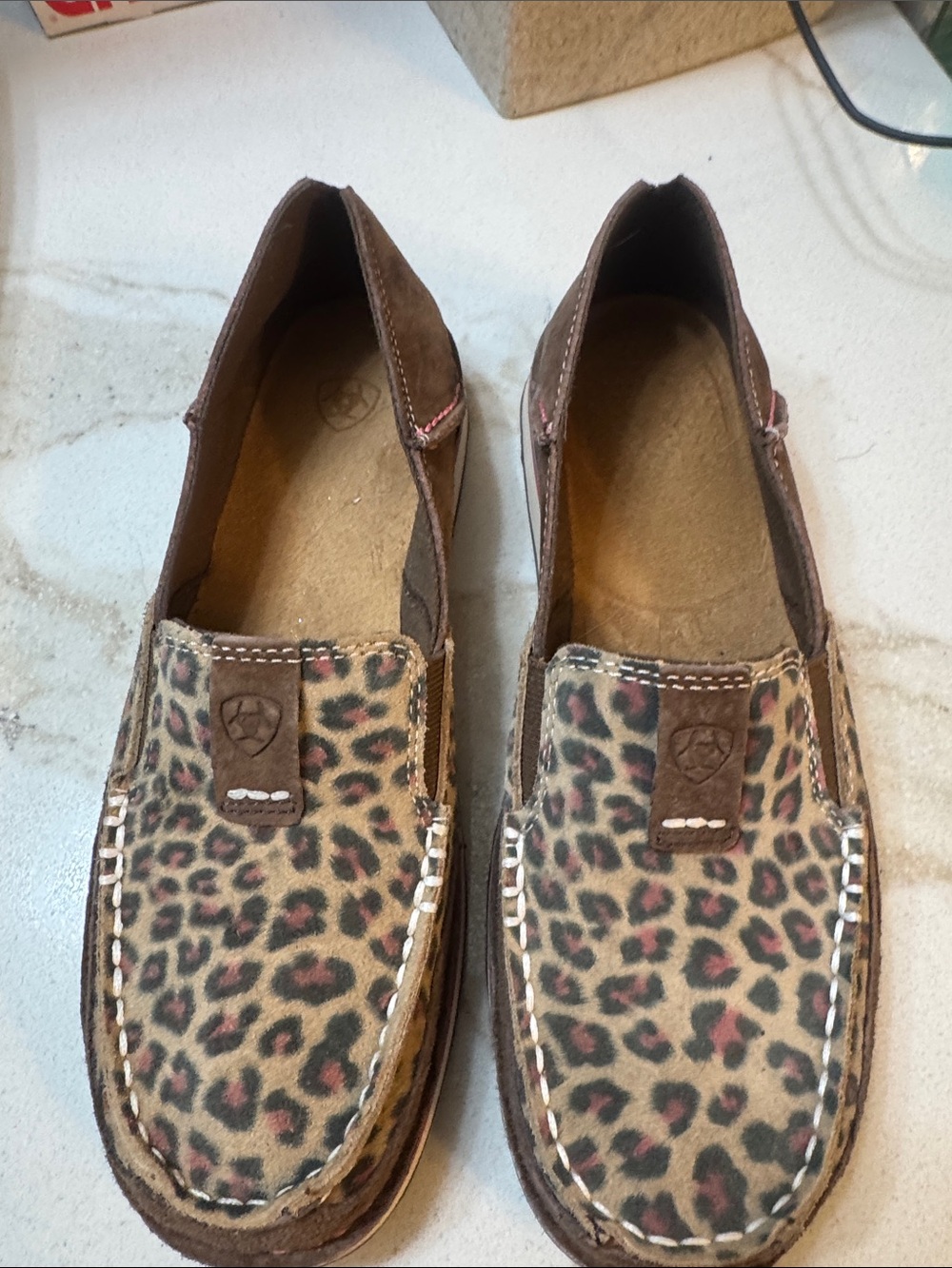 Ariat Leopard Print Slip-On Casual Loafers - Brown